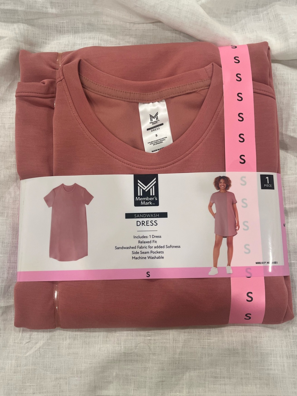 Sandwash T-Shirt Dress in Dusty Rose - Women's S